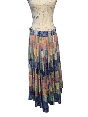 BILA 90s Patchwork Maxi Skirt in Multicolor Sz L